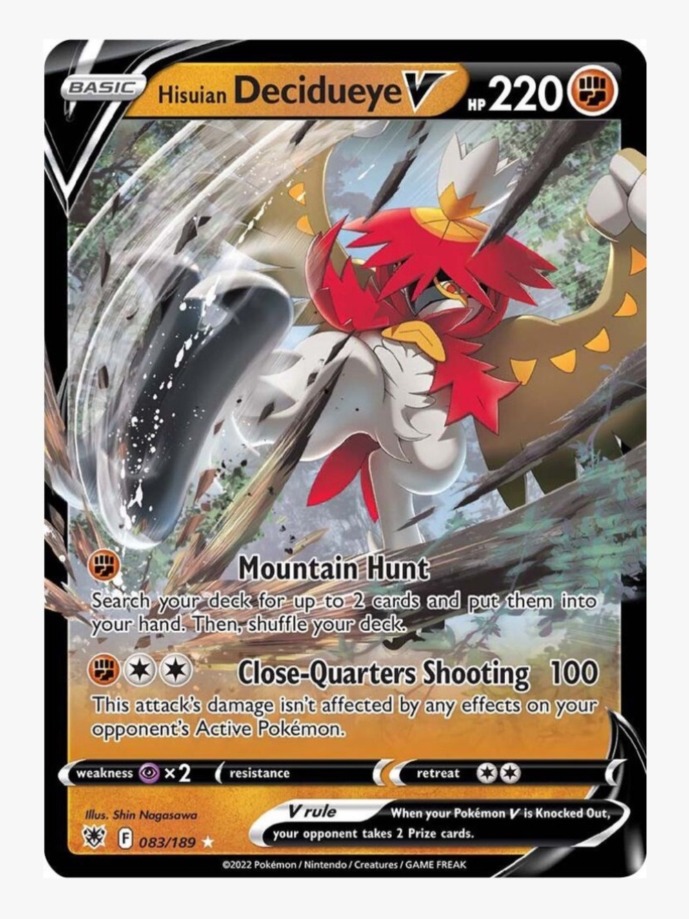 Hisuian Decidueye V SWSH10: Astral Radiance Pokemon Trading Card